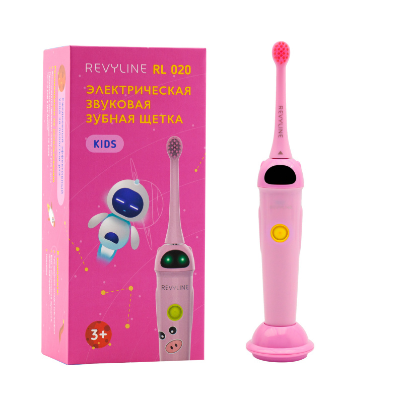 Звуковая щетка Revyline RL020 Kids Pink с наклейками в наборе