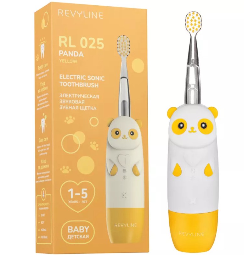 Детская зубная щетка Revyline RL025 Panda, желтая